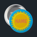 ANPASSA IT-Gulten Blue Sunshine Namn bricka Knapp<br><div class="desc">Anpassa med den här coolan. Gör en underbar gåva! Du kan anpassa den och även lägga till text. Kolla min butik för mycket mer färg och mönster! Säg till om du vill ha nåt anpassningsbar också.</div>