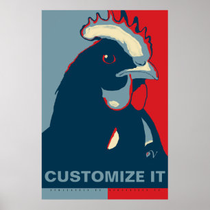 ANPASSA IT Rött vitt blått POP Art Chicken-Poster Poster