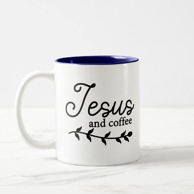 Anpassa Jesus och kaffekombo Mugg (Vänster)