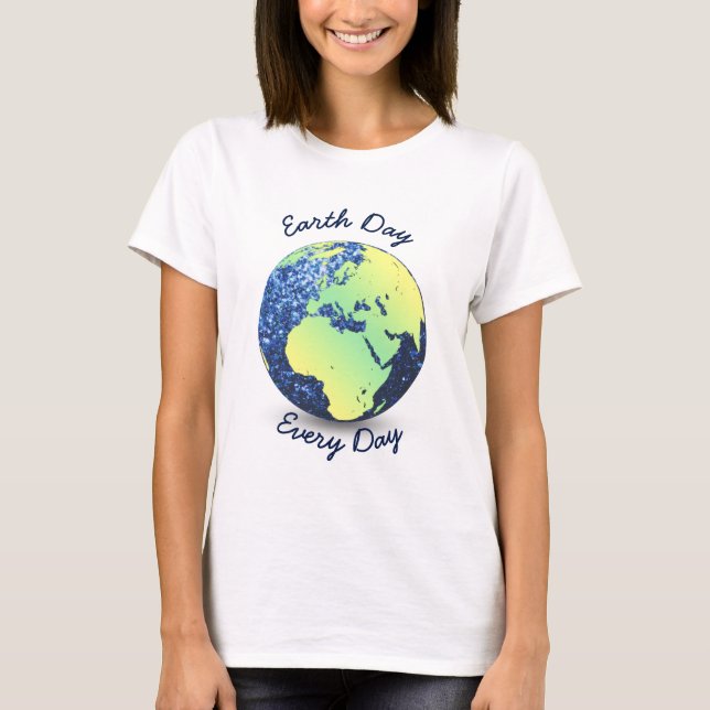 Anpassa jorddagen varje dag blått glob t shirt (Framsida)