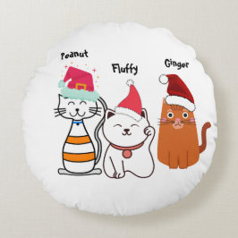 Anpassa jul för Cute Kattunge-familjen Rund Kudde