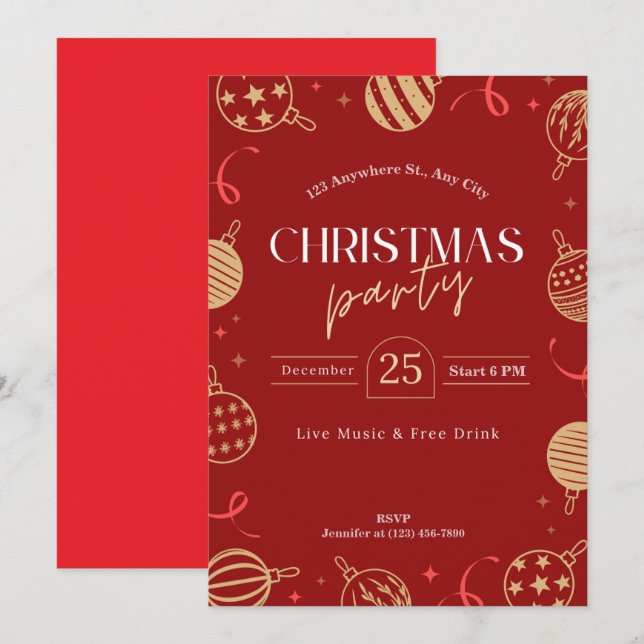 anpassa jul party inbjudningar (Fram/baksida)