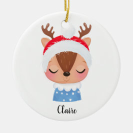 Anpassa jul Sleeping Rener Ansikte Julgransprydnad Keramik