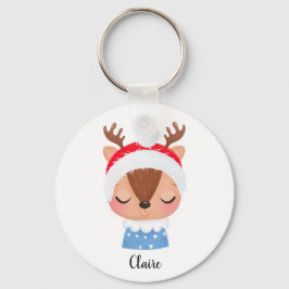 Anpassa jul Sleeping Rener Ansikte Nyckelring