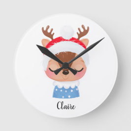 Anpassa jul Sleeping Rener Ansikte Rund Klocka