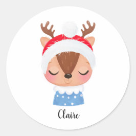 Anpassa jul Sleeping Rener Ansikte Runt Klistermärke