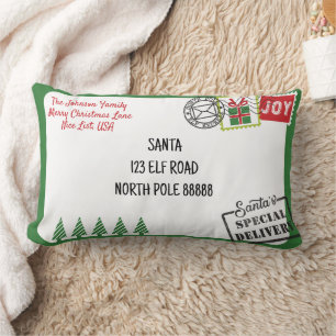 Anpassa julen i Grönt Santa Brev Lumbarkudde