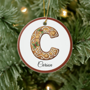 Anpassa julens pepparkakor bokstav C monogram Julgransprydnad Keramik