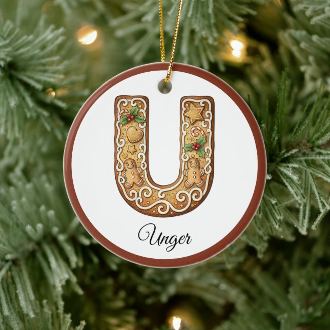 Anpassa julens pepparkakor bokstav U monogram Julgransprydnad Keramik (Träd)
