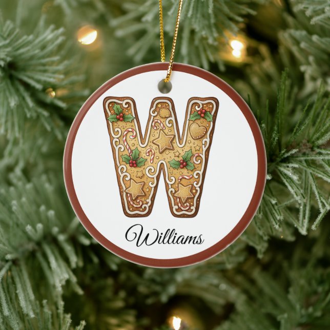 Anpassa julens pepparkaksskrivelse W monogram Julgransprydnad Keramik (Träd)