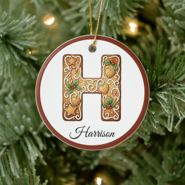 Anpassa julgodisbrev H monogram Julgransprydnad Keramik (Träd)