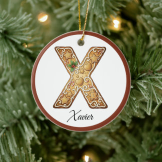 Anpassa julgodisbrev X monogram Julgransprydnad Keramik