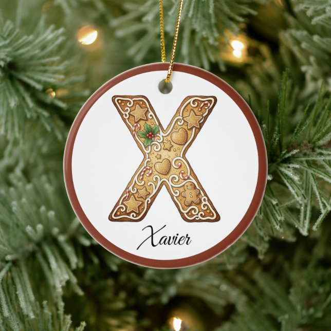 Anpassa julgodisbrev X monogram Julgransprydnad Keramik (Träd)