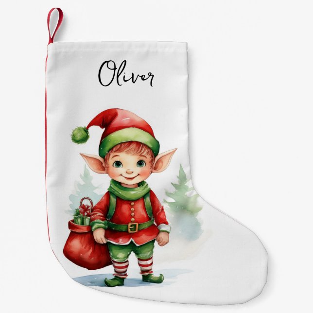 Anpassa julklapp med en säck av gåvor liten julstrumpa (Framsidan)