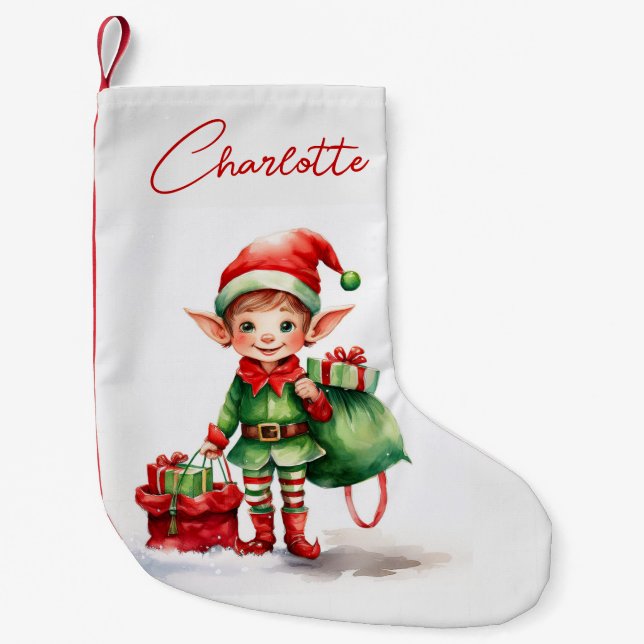 Anpassa julklapp med en säck av gåvor liten julstrumpa (Framsidan)