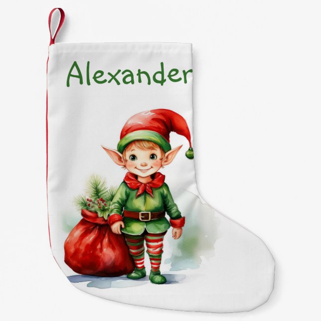 Anpassa julklapp med en säck av gåvor liten julstrumpa (Framsidan)
