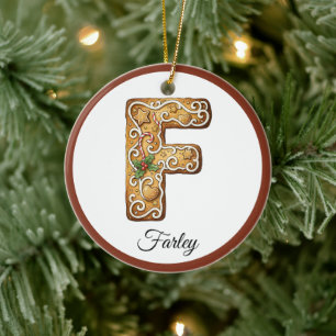 Anpassa julpepparkaksbokstaven F monogram Julgransprydnad Keramik