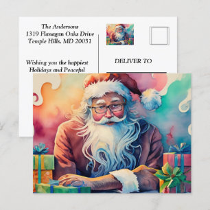 Anpassa jultomtens Whimsical Journey Post Helg Vykort