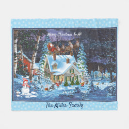 Anpassa julvinterscenen Santa Sleigh Th Fleecefilt