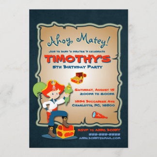 Anpassa jute Pirat-inbjudan till födelsedag Inbjudningar