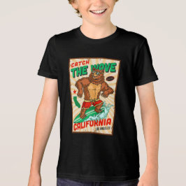 Anpassa Kalifornien Surfing Bear Catch the Wave T Shirt