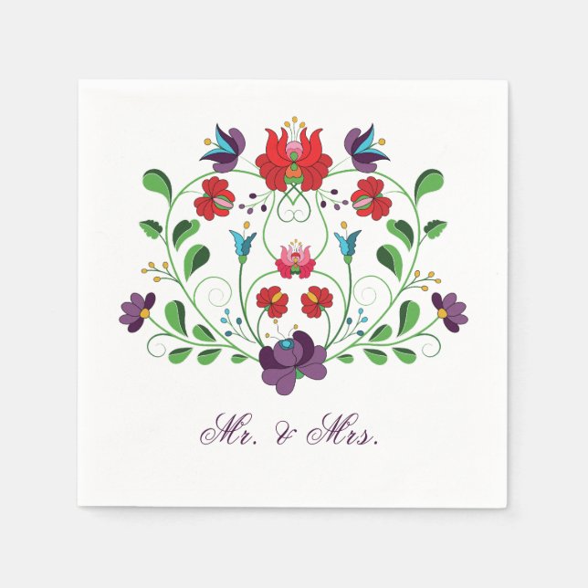 Anpassa Kärlek-meddelandehjärta i Blommigt Pappersservett (Framsidan)