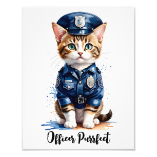 Anpassa katt i polisens enhetliga vattenfärgsbild fototryck