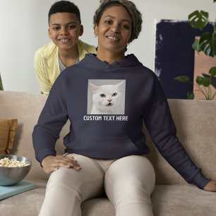 Anpassa Kattälskare Marinblå Vit Text Husdjur Foto T Shirt