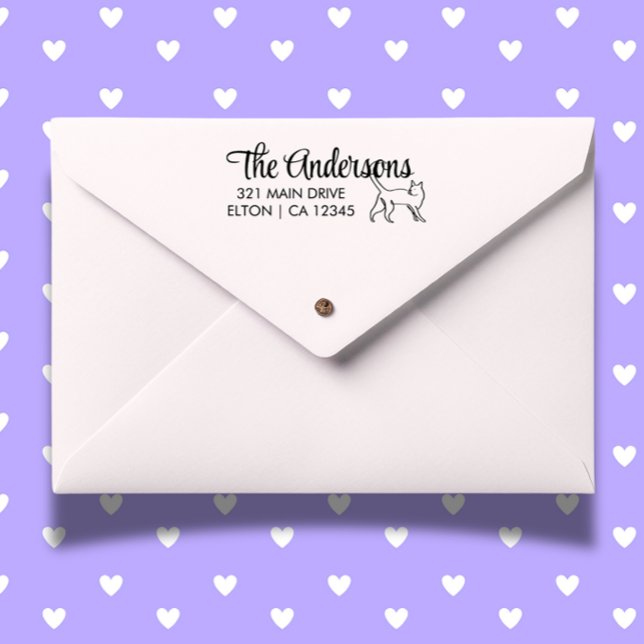 Anpassa kattReturadress Självfärgande Stämpel (Create heartfelt mail with a personalized cat return address self-inking stamp. Add a special touch )
