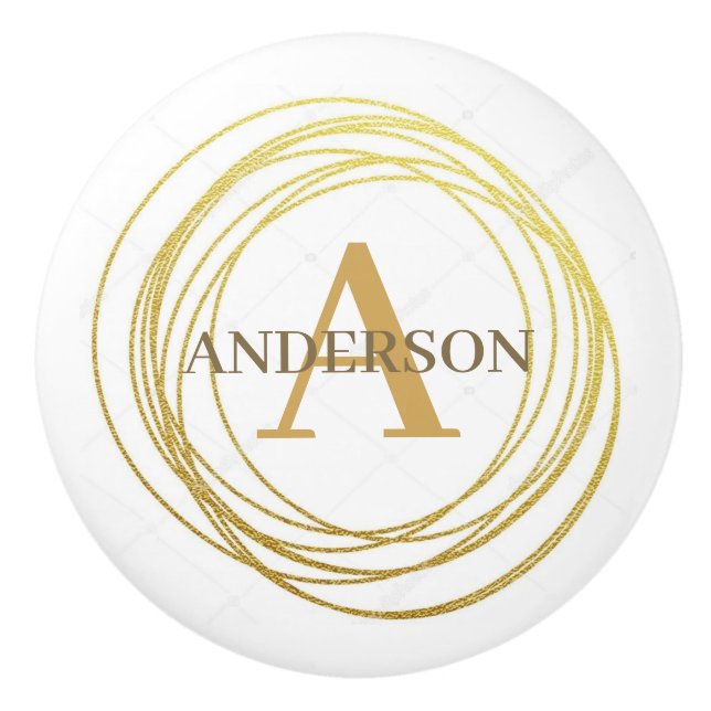 Anpassa keramiska knappar - gyllene cirklar knopp (Framsidan)