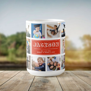 Anpassa Kid Child Namn Instagram Photo Collage Kaffemugg