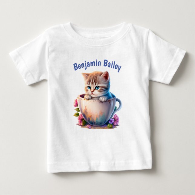 Anpassa Kitten i ett te kopp T Shirt (Framsida)