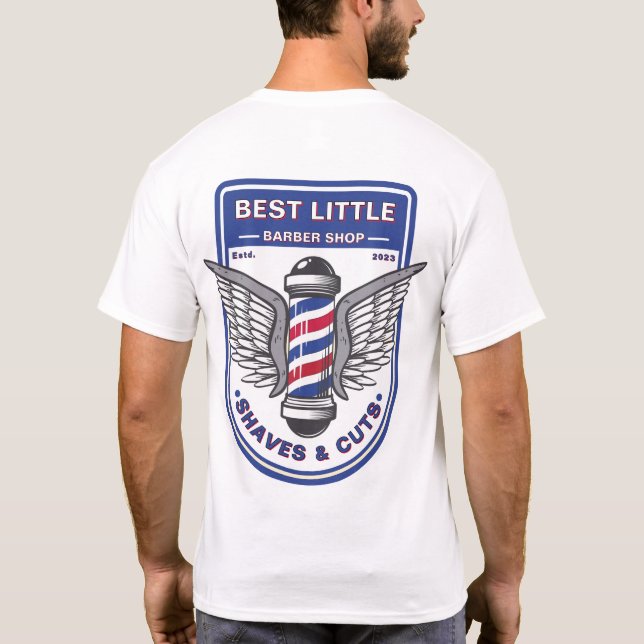 Anpassa klassisk Barber Shop Traditional Pole T Shirt (Baksida)