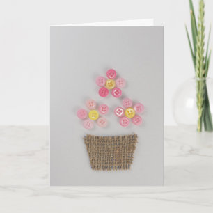 Anpassa knapparna rosa Birthday-blommor Kort