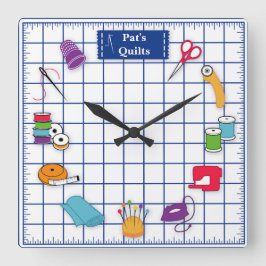 Anpassa Label Quilt Time Fyrkantig Klocka