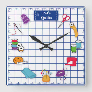 Anpassa Label Quilt Time Fyrkantig Klocka