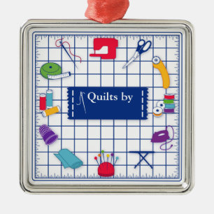 Anpassa Label Quilt Time Julgransprydnad Metall