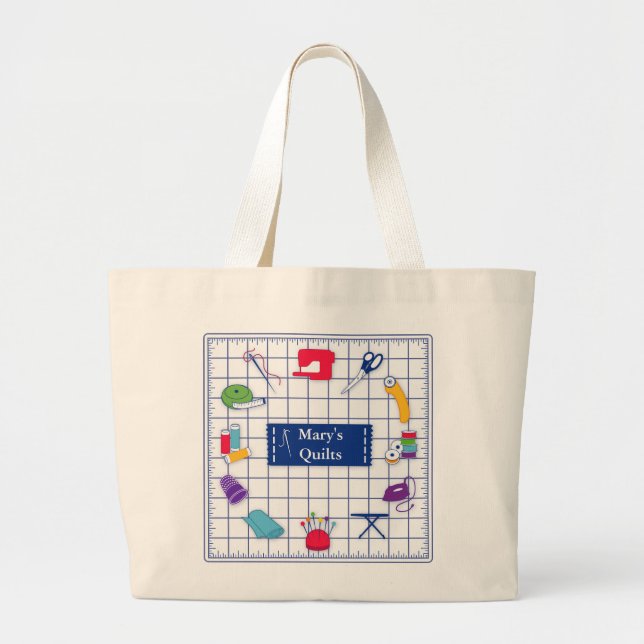 Anpassa Label Quilt Time Jumbo Tygkasse (Framsidan)