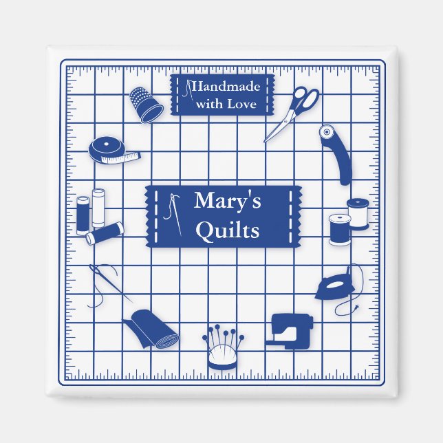 Anpassa Label Quilt Time Magnet (Framsidan)