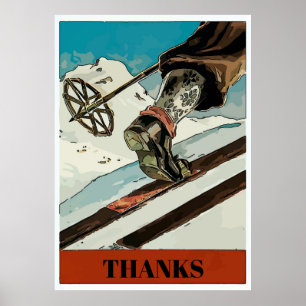 Anpassa, lägg till text,Mountain Snow Ski Poster