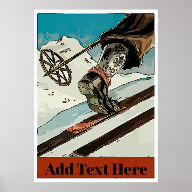 Anpassa, lägga till text,Mountain Snö Ski Poster (Framsidan)
