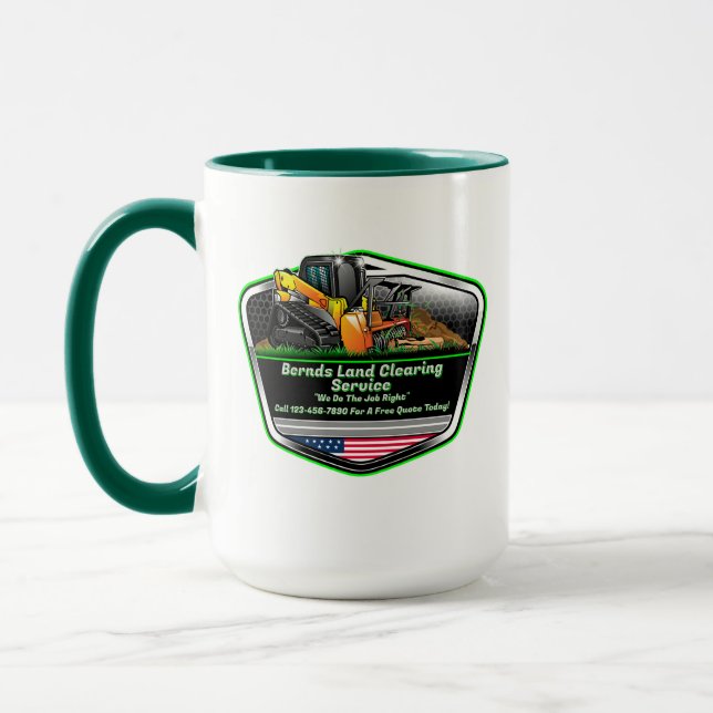 Anpassa Land Clearing Mulching Service Logotyp  Mugg (Vänster)