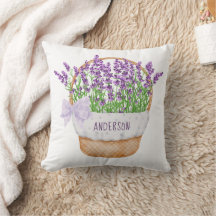 Anpassa Lavender Blommigt Lila Grönt Basket