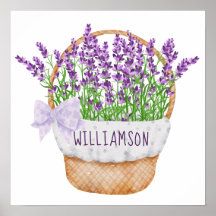 Anpassa Lavender Blommigt Lila Grönt Basket
