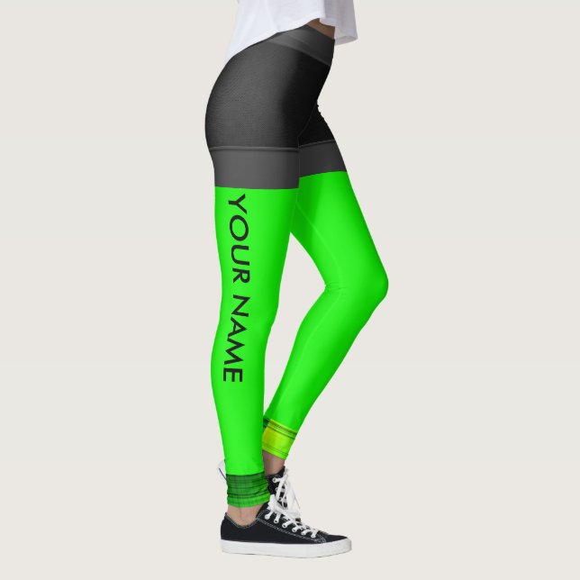 Anpassa Leggings Neon Grönt Running Byxor (Höger)
