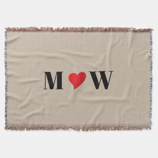 Anpassa lite initialer A Kärlek B-hjärta Filt (Framsidan)