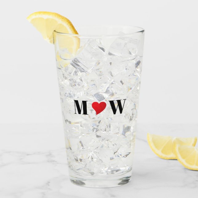 Anpassa lite initialer A Kärlek B-hjärta Glaskopp (Framsida Ice)