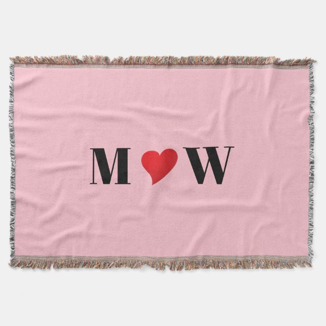 Anpassa lite initialer A Kärlek B röd rosa Filt (Framsidan)