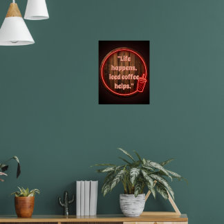 Anpassa Livet händer, iskaffe hjälper Neon skylt