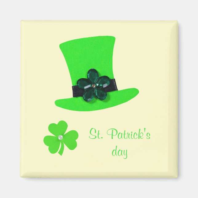 Anpassa Ljust grönt hatt till St. Patrick's day Magnet (Framsidan)